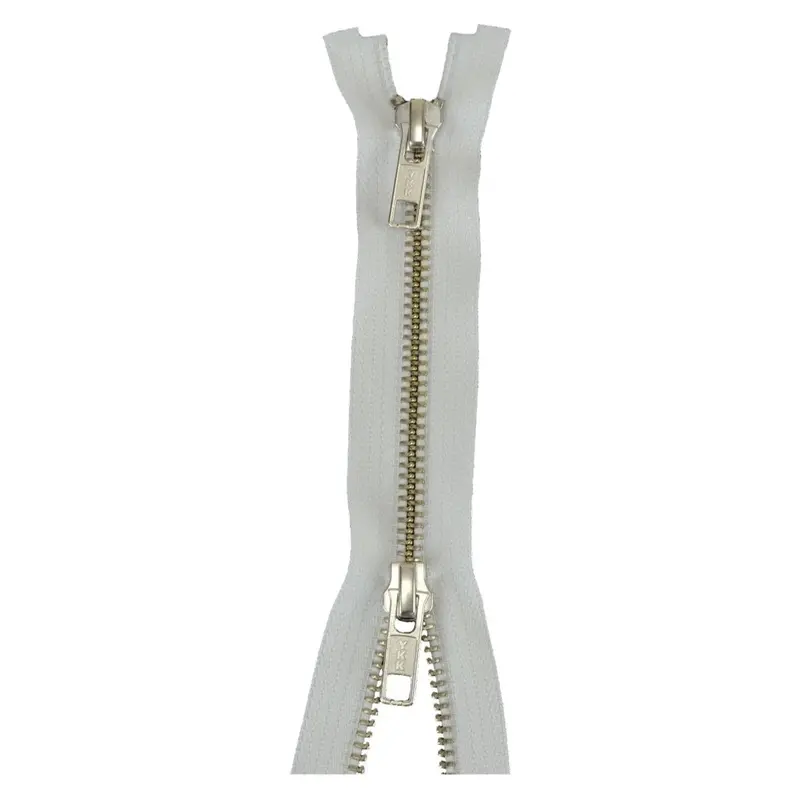 Ykk Silver Tooth Two Way Open End Zip, White 1