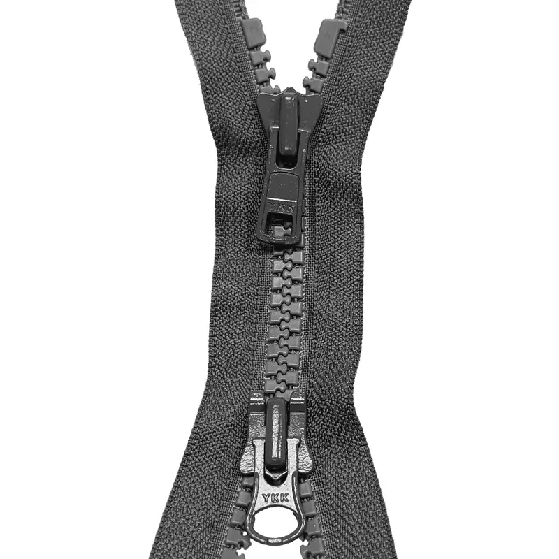 Ykk Two Way Open End Zip, Heavy Plastic | Mid Grey 1