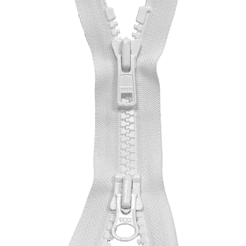 Ykk White Two Way Open End Zip, Heavy Plastic 1