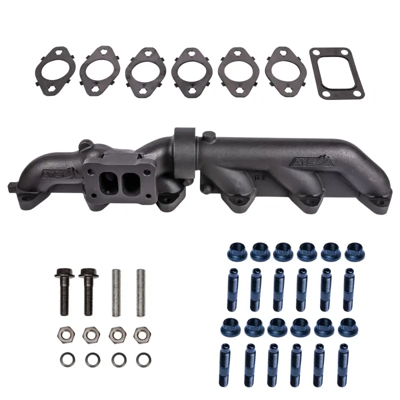 Ats Diesel Two-Piece T3 Pulse Flow Exhaust Manifold Kit For 2003–2007 5.9L Cummins – Includes Gaskets & Hardware 1