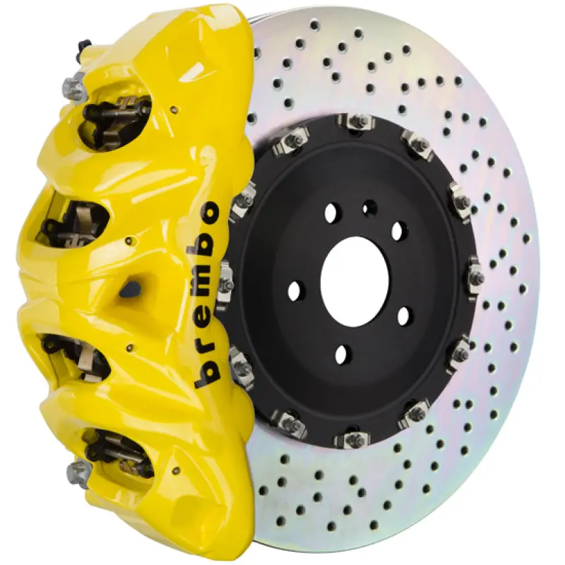 Brembo Front Gt Big Brake Kit For 2020+ Bmw X3 M (F97) And X4 M (F98) – 8-Piston Calipers, 412X38Mm Two-Piece Drilled Rotors, Yellow Finish 1