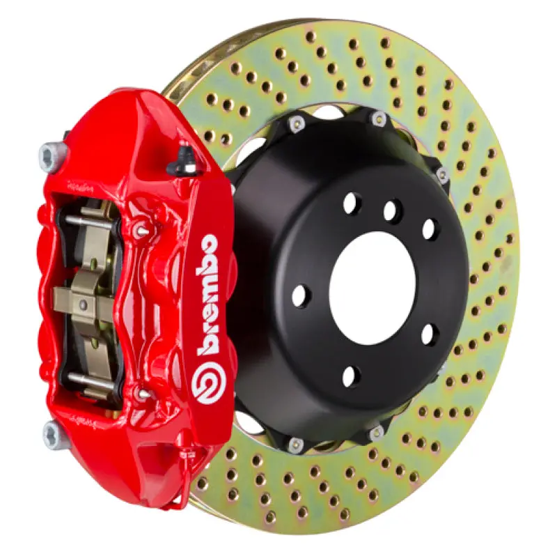 Brembo Rear Gt Big Brake Kit For 2007–2015 Audi Q7 (4L) – 4-Piston Calipers, 380X28Mm Two-Piece Drilled Rotors, Red Finish 1