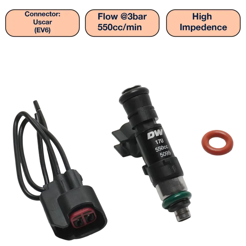 Deatschwerks Universal Single Fuel Injector – 550Cc Flow Rate, 48Mm Body Length, 14Mm O-Ring Seals 1