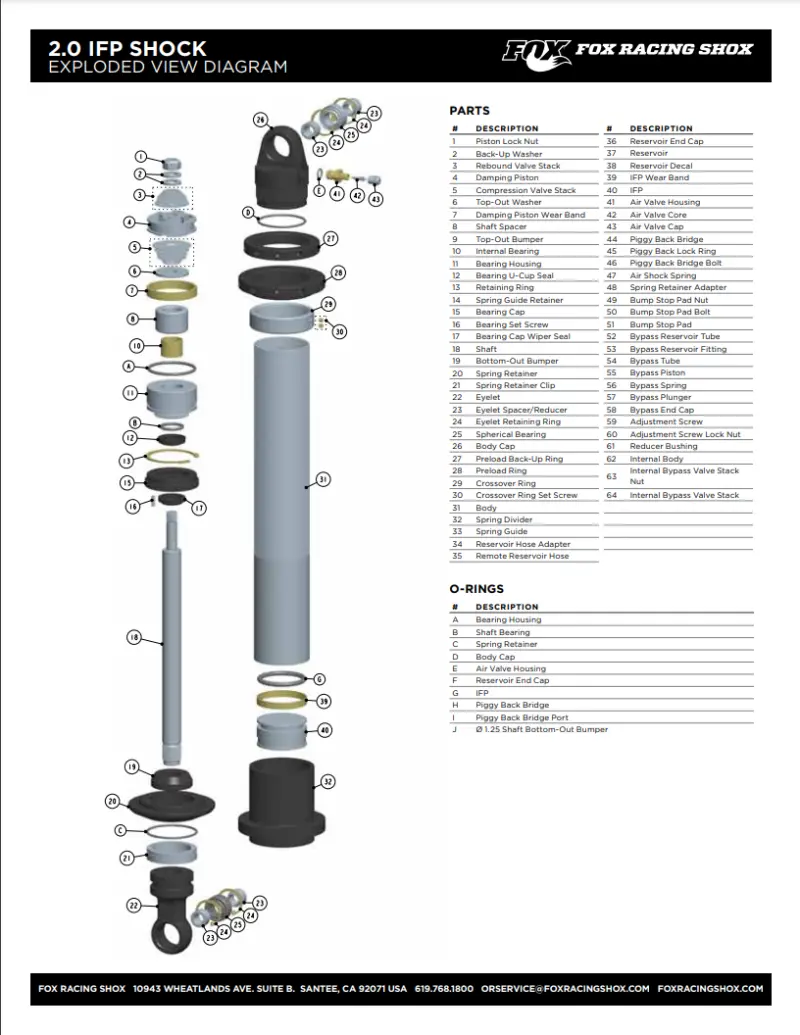 Fox Eyelet Shaft – 0.875" Od, 1.000" Id, 2.942" Total Length, 1.1869" Outer Diameter, Non-Captive, 6061 Aluminum, Black Anodized 1