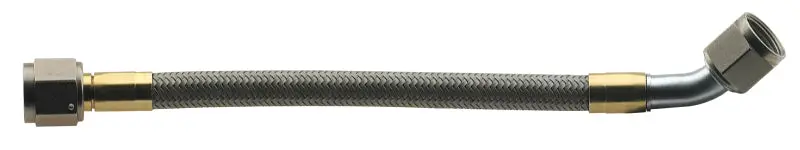 Fragola -6An Stainless Steel Hose Assembly: Straight Fitting + 45° Elbow, 12-Inch Length 1