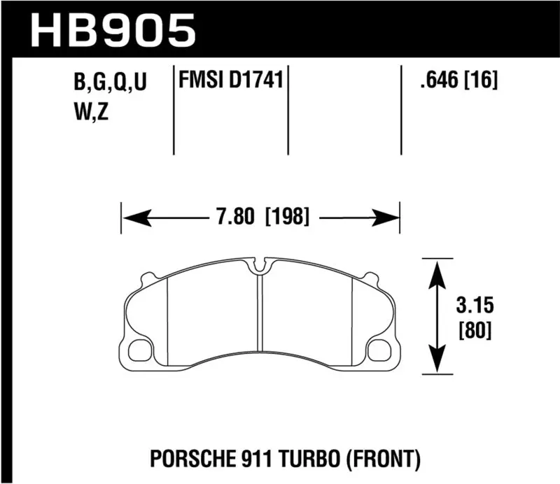 Hawk Hp Plus High-Performance Front Brake Pads For 2014–2018 Porsche 911 1