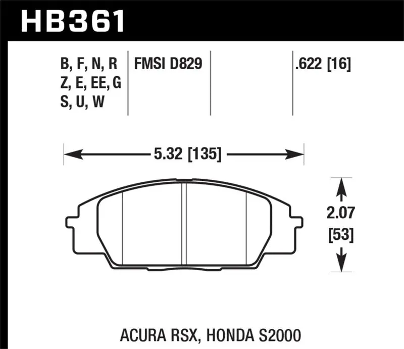 Hawk Racing Front Brake Pads For Honda S2000, Civic Type R, And Acura Rsx 1