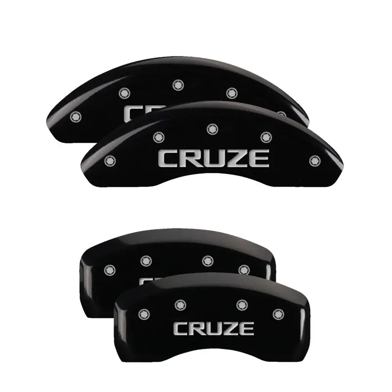 Mgp Engraved 4-Piston Caliper Covers – Front & Rear, Black Finish With Silver Accent (For Cruze) 1