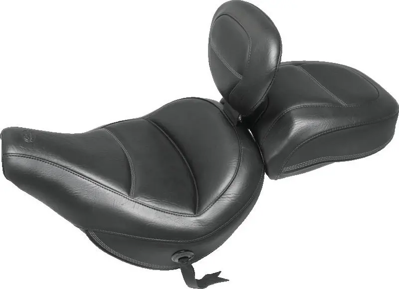 Mustang 18-21 Harley Heritage Classic Standard Deluxe Touring Solo Seat W/Driver Backrest - Black 1