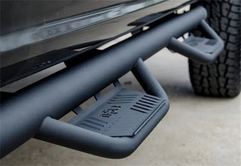 N-Fab Podium Lg Running Boards — Textured Black, 3-Inch Width, For 2009–2017 Dodge Ram 1500 & 2009–2015.5 Ram 2500/3500/4500 Crew Cabs 2