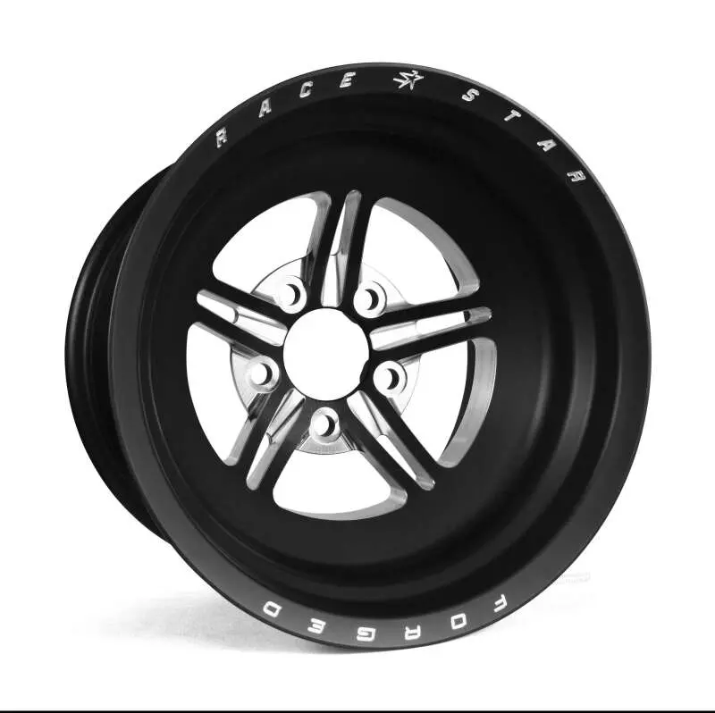 Race Star 63 Pro Forged Drag Racing Wheel – 15X10 Inch, 5X5.00 Bolt Pattern, Black Anodized/Machined Face 1