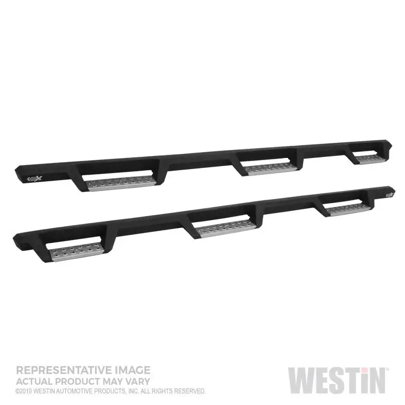 Westin Hdx Stainless Steel Nerf Step Bars With Drop Design For 2019–2022 Chevrolet Silverado 1500 Double Cab, 6.5-Foot Bed – Textured Black Finish 1