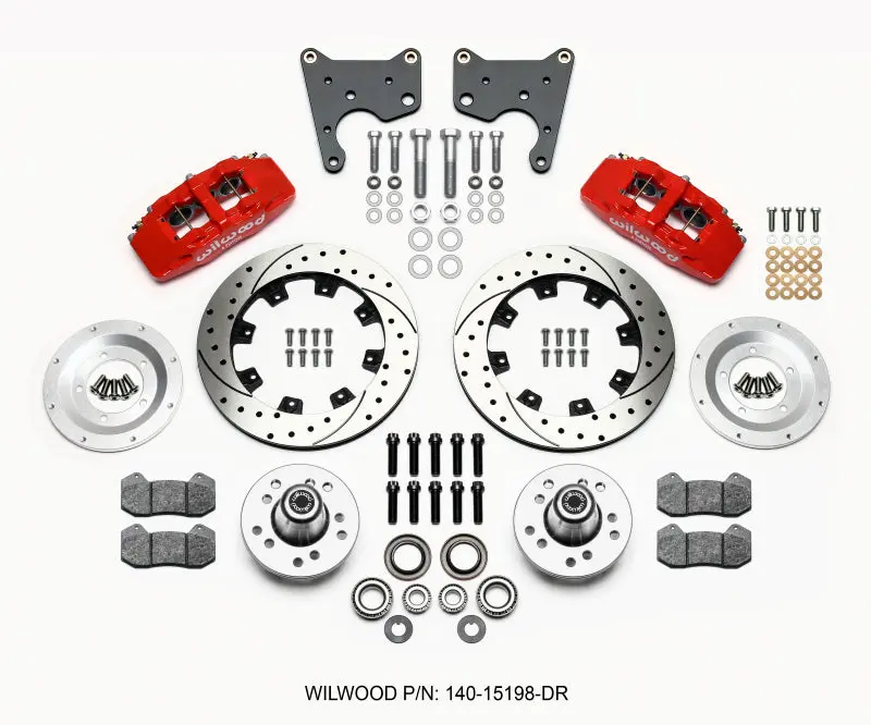 Wilwood Dynapro 6 Front Hub Kit – 12.19" Drilled, Red Finish, Fits 1965–1972 C-Body Chrysler/Dodge/Plymouth (Drum Brake) 1