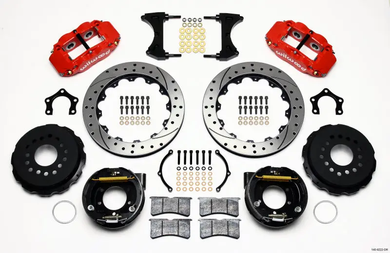 Wilwood Narrow Superlite 4R Rear Parking Brake Kit – 12.88In Drilled Rotors, Red Finish, Compatible With Mopar/Dana Axles 1